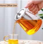 Anubhav Janni Green Tea Kettle Triangle Stainer 550ml Glass Teapot with Removable Infuser Stovetop Microwave Safe Borosilicate Clear Large Blooming Loose Leaf Maker Set pot for Gas Stove Milk - Image 5
