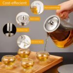Anubhav Janni Green Tea Kettle Triangle Stainer 550ml Glass Teapot with Removable Infuser Stovetop Microwave Safe Borosilicate Clear Large Blooming Loose Leaf Maker Set pot for Gas Stove Milk - Image 7