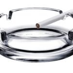 Anubhav Janni Glass Round Ash Tray 101mm Crystal Glass Round Ashtray for Cigarette Cigar Smoking Home Car Balcony Use Clear Quality Tabletop Box (Pack of 1 Pcs)