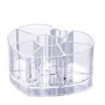 Anubhav Janni Heart Shape Acrylic Stand Brush Storage Box Organizer Cosmetic stand Makeup Pencils box Lipstick Holder Jewelry Accesories and items black sparrow (Pack Of 1)