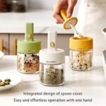 Anubhav Janni Spice Jars With Spoons Air tight Lid Storage Moisture Protection Seasoning Bottle Sealed Kitchen Jar Food Container Herbs plastic with Retractable Spoon (pack of 1) - Image 9