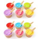 Anubhav Janni Colorful Ice Cream Bowl With A Spoon ICE Bowls with Vibrant Dessert for Serving Cream Snacks and More Cup Frozen Yogurt Cups Spoons Ice Waffle Maggie Salad Fruit (Set Of 6 Pcs)
