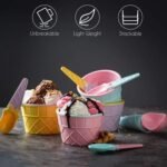 Anubhav Janni Colorful Ice Cream Bowl With A Spoon ICE Bowls with Vibrant Dessert for Serving Cream Snacks and More Cup Frozen Yogurt Cups Spoons Ice Waffle Maggie Salad Fruit (Set Of 6 Pcs) - Image 4