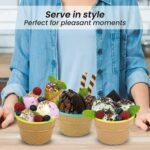 Anubhav Janni Colorful Ice Cream Bowl With A Spoon ICE Bowls with Vibrant Dessert for Serving Cream Snacks and More Cup Frozen Yogurt Cups Spoons Ice Waffle Maggie Salad Fruit (Set Of 6 Pcs) - Image 6