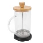 Anubhav Janni French Press Coffee Bamboo Lid Jar 800ml Fashionable High Borosilicate Stable for Home Office Worker Cover Heat Resistant Glass Beverage Container Set with Handle (Pack Of 1 Pcs) - Image 3