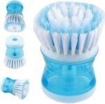 Anubhav Janni Dish Wash Basin Cleaning Brush Dish Washbasin Plastic with Liquid Soap Dispenser Scrubber Sinks Tubs Countertops Handle Tough Bristles Removes Stubborn Stains Washbasin (Pack OF 1 Pcs) - Image 2