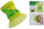 Anubhav Janni Dish Wash Basin Cleaning Brush Dish Washbasin Plastic with Liquid Soap Dispenser Scrubber Sinks Tubs Countertops Handle Tough Bristles Removes Stubborn Stains Washbasin (Pack OF 1 Pcs) - Image 4