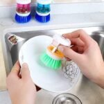 Anubhav Janni Dish Wash Basin Cleaning Brush Dish Washbasin Plastic with Liquid Soap Dispenser Scrubber Sinks Tubs Countertops Handle Tough Bristles Removes Stubborn Stains Washbasin (Pack OF 1 Pcs) - Image 7