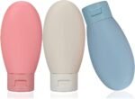 Anubhav Janni Silicone Travel Bottle Bottle Leak Proof Refillable Squeezable Containers with Label and Carry Shampoo Hand Wash Shampoo Storage Proof Handwash Face Bottles (Pack Of 3 Pcs)