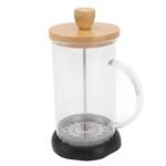 Anubhav Janni French Press Coffee Bamboo Lid Jar 800ml Fashionable High Borosilicate Stable for Home Office Worker Cover Heat Resistant Glass Beverage Container Set with Handle (Pack Of 1 Pcs) - Image 4