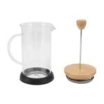 Anubhav Janni French Press Coffee Bamboo Lid Jar 800ml Fashionable High Borosilicate Stable for Home Office Worker Cover Heat Resistant Glass Beverage Container Set with Handle (Pack Of 1 Pcs) - Image 6