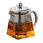 Anubhav Janni Green Tea Kettle Square 750ml Borosilicate Glass stovetop Kettle with Stainless Steel Infuser teapot to Infuse Tea Coffee Black Leaf Microwave Stovetop Safe Elegant Lid