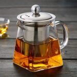 Anubhav Janni Green Tea Kettle Square 550ml Heat Resistant Glass Teapot with Strainer Filter Infuser Tea Pot Stainless Steel Borosilicate stovetop Kettle teapot to Infuse Coffee Black - Image 2