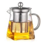 Anubhav Janni Green Tea Kettle Square 550ml Heat Resistant Glass Teapot with Strainer Filter Infuser Tea Pot Stainless Steel Borosilicate stovetop Kettle teapot to Infuse Coffee Black - Image 5
