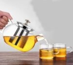 Anubhav Janni Green Tea Kettle Strainer Pot Infuser Glass Gas Stove Flame Proof Fine Mesh Stainless Steel Heatproof Maker Teapot Clear Heat Resistant Loose Leaf Herbal and Daily Brewing Use - Image 3