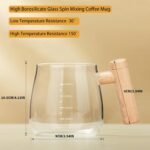 Anubhav Janni Wooden Handle Mug Shaker Self Stirring Electric Mixing Cup High Borosilicate Glass Rotating Coffee for Home Office Travel Suitable Milk Protein Powder and Lid Wood Grain Design - Image 2