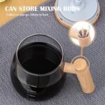 Anubhav Janni Wooden Handle Mug Shaker Self Stirring Electric Mixing Cup High Borosilicate Glass Rotating Coffee for Home Office Travel Suitable Milk Protein Powder and Lid Wood Grain Design - Image 5