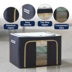 Anubhav Janni Home Organization And Storage Bag 66l Foldable Clothes Box Wardrobe storage bag Frame Cloths Zip Living Cover Boxes For Shelves Clothes Sarees Bed Sheet (Pack Of 1 Pcs) - Image 2