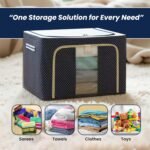 Anubhav Janni Home Organization And Storage Bag 66l Foldable Clothes Box Wardrobe storage bag Frame Cloths Zip Living Cover Boxes For Shelves Clothes Sarees Bed Sheet (Pack Of 1 Pcs) - Image 6