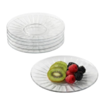 Anubhav Janni Glass Saucer 6 Inch Pcs Ribbed Plate Saucers Safe in Microwave Great for Servicing Cookies Snacks Fruits Coffee and Tea Cup Clear Dessert
