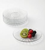 Anubhav Janni Glass Saucer 6 Inch Pcs Ribbed Plate Saucers Safe in Microwave Great for Servicing Cookies Snacks Fruits Coffee and Tea Cup Clear Dessert - Image 2