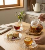 Anubhav Janni Glass Saucer 6 Inch Pcs Ribbed Plate Saucers Safe in Microwave Great for Servicing Cookies Snacks Fruits Coffee and Tea Cup Clear Dessert - Image 5
