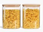 Anubhav Janni Wooden Lid Jar Square 500ml Glass Airtight Kitchen Storage Container for Dry Fruits Snacks Coffee Sugar Spice Masala Transparent Clear with Bamboo Lid Borosilicate Jars