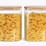 Anubhav Janni Wooden Lid Jar Square 500ml Glass Airtight Kitchen Storage Container for Dry Fruits Snacks Coffee Sugar Spice Masala Transparent Clear with Bamboo Lid Borosilicate Jars