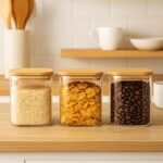 Anubhav Janni Wooden Lid Jar Square 500ml Glass Airtight Kitchen Storage Container for Dry Fruits Snacks Coffee Sugar Spice Masala Transparent Clear with Bamboo Lid Borosilicate Jars - Image 2