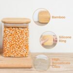 Anubhav Janni Wooden Lid Jar Square 500ml Glass Airtight Kitchen Storage Container for Dry Fruits Snacks Coffee Sugar Spice Masala Transparent Clear with Bamboo Lid Borosilicate Jars - Image 7