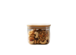 Anubhav Janni Wooden Lid Jar Round 500ml Glass Airtight Kitchen Storage Container for Dry Fruits Snacks Coffee Sugar Spice Masala Transparent Clear with Bamboo Lid Borosilicate Jars