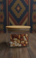 Anubhav Janni Wooden Lid Jar Round 500ml Glass Airtight Kitchen Storage Container for Dry Fruits Snacks Coffee Sugar Spice Masala Transparent Clear with Bamboo Lid Borosilicate Jars - Image 4