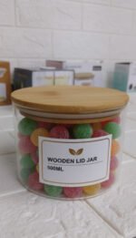 Anubhav Janni Wooden Lid Jar Round 500ml Glass Airtight Kitchen Storage Container for Dry Fruits Snacks Coffee Sugar Spice Masala Transparent Clear with Bamboo Lid Borosilicate Jars - Image 5