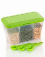 Anubhav Janni 3 Partition Transparent Airtight Storage Container Box Jar for Kitchen Uses Multipurpose Plastic Boxes Containers Masala Kitchen Grocery Cereal (Pack Of Pcs) - Image 2