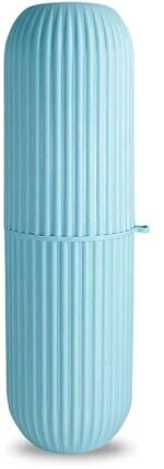 Anubhav Janni Toothpast Capsule Shape Protable Travel Storage Bottle Toothbrush Toothpaste Case Holder Portable Plastic Round Cover Multipurpose Bottle Travelling (Pack Of 2 Pcs)