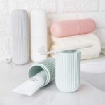 Anubhav Janni Toothpast Capsule Shape Protable Travel Storage Bottle Toothbrush Toothpaste Case Holder Portable Plastic Round Cover Multipurpose Bottle Travelling (Pack Of 2 Pcs) - Image 4