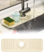 Anubhav Janni Silicone Sink Drainer Pad Faucet Catcher Tray Kitchen Splash Guard Bathroom Protectors Water Mat Drying Shampoo Handwash Bottle Holder Kitchen Wash Basin Bathroom (Pack Of 1 Pcs) - Image 2
