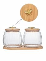 Anubhav Janni Storage Jar With Lid And Tray 650ml Glass Airtight Transparent Kitchen Container for Tea Coffee Sugar Dry Fruits Spices Leak Proof Moisture Resistant Bamboo Lids (Pack Of 3pcs) - Image 4