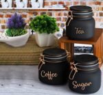 Anubhav Janni Swing Cap Black Colour 860ml Glass Airtight tea coffee sugar containers for Kitchen Storage Container with Lid For Tea Coffee Sugar Dry Fruit jars Box (Pack Of 3pcs Set) - Image 2