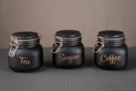 Anubhav Janni Swing Cap Black Colour 860ml Glass Airtight tea coffee sugar containers for Kitchen Storage Container with Lid For Tea Coffee Sugar Dry Fruit jars Box (Pack Of 3pcs Set) - Image 4