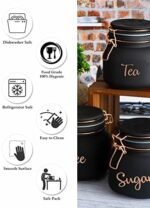 Anubhav Janni Swing Cap Black Colour 860ml Glass Airtight tea coffee sugar containers for Kitchen Storage Container with Lid For Tea Coffee Sugar Dry Fruit jars Box (Pack Of 3pcs Set) - Image 8