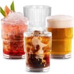 Anubhav Janni Lining Juice Glass 320ml Ribbed Water Glasses Cocktails Dishwasher Safe Whiskey Bar Accessories for Home Premium Transparent Medium Size Tumbler Drinking (Pack Of 6 Pcs)