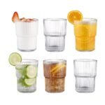Anubhav Janni Lining Juice Glass 320ml Ribbed Water Glasses Cocktails Dishwasher Safe Whiskey Bar Accessories for Home Premium Transparent Medium Size Tumbler Drinking (Pack Of 6 Pcs) - Image 3