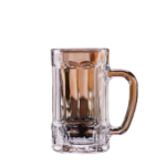 Anubhav Janni Beer Mug 335ml Classic Ribbed Design Beer Mugs with Handle Clear Glass Heavy Base Premium Luxury Solid Glass Mug for Boyfriend Dad Husband Brother (Pack Of 6pcs)