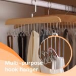 Anubhav Janni Wooden Hangers Hanger for Clothes Hanging Wardrobe and Cupboard 8 Hook Adjustable Lingerie Belt Scarf Tie Garments and Premium Hanger Steel Hanging Rack Multi (Pack Of 1 Pcs) - Image 3