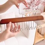Anubhav Janni Wooden Hangers Hanger for Clothes Hanging Wardrobe and Cupboard 8 Hook Adjustable Lingerie Belt Scarf Tie Garments and Premium Hanger Steel Hanging Rack Multi (Pack Of 1 Pcs) - Image 5