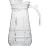 Anubhav Janni Water Jug Pitcher 1.8 Ltr Glass Jug with Plastic Lid Handle Transparent Jug for Home Restaurant Hotel Office Etc. Pitcher for Serve Water (1 Piece Checks Jug)