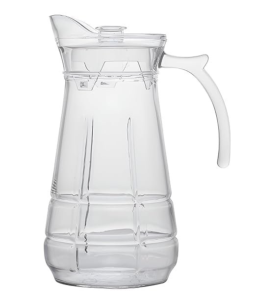 Anubhav Janni Water Jug Pitcher 1.8 Ltr Glass Jug with Plastic Lid Handle Transparent Jug for Home Restaurant Hotel Office Etc. Pitcher for Serve Water (1 Piece Checks Jug) Anubhav Janni Water Jug Pitcher 1.8 Ltr Glass Jug with Plastic Lid Handle Transparent Jug for Home Restaurant Hotel Office Etc. Pitcher for Serve Water (1 Piece Checks Jug) - Image 1