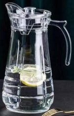 Anubhav Janni Water Jug Pitcher 1.8 Ltr Glass Jug with Plastic Lid Handle Transparent Jug for Home Restaurant Hotel Office Etc. Pitcher for Serve Water (1 Piece Checks Jug) - Image 2