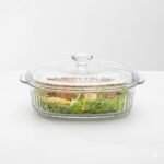 Anubhav Janni Casserole With Lid 1.8 Ltr Clear Glass Dish with Extra Deep Baking Oven Safe Cookware Generous Handles Knob Design Easy to Transfer Oval Shape Serving Bowls lid (Pack Of 1 Pcs) - Image 2